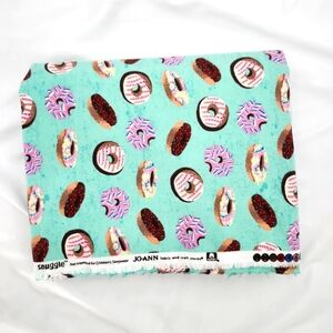 Jo-Ann Fabrics 3 Yards Donut Fabric Cotton Turquoise Pink Sprinkles Whimsy
